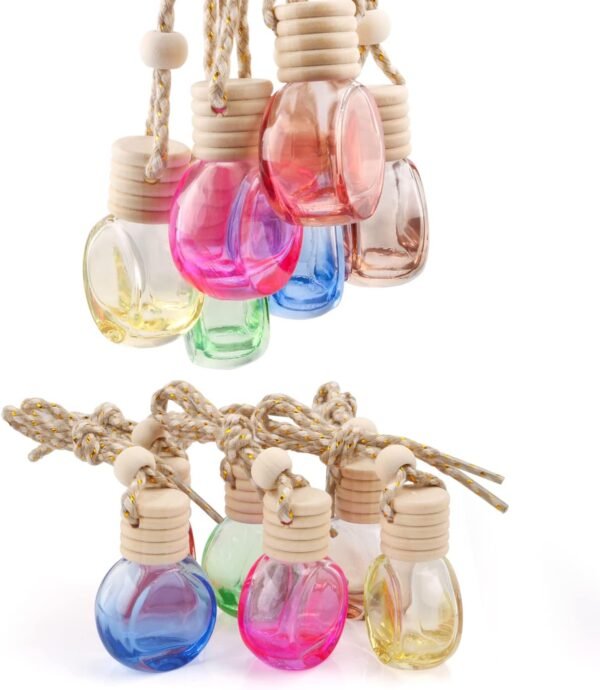 12 Pcs Car Air Freshener Hanging Perfume Bottle Essential Oil Fragrance Diffuser Pendant Car Ornament Decoration Accessories