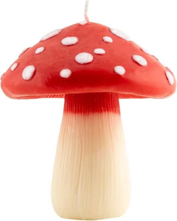 Mushroom Candle, Red, Unscented Soy Wax, 8.0 Ounce, Decoration, Classic, Fungi Theme, Novelty Candle