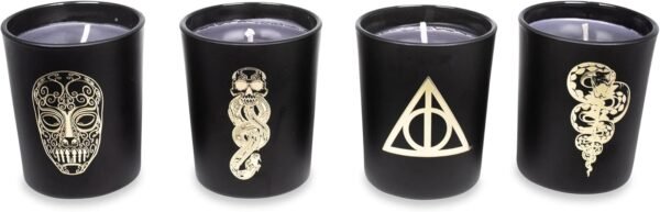 Harry Potter Dark Arts Scented Soy Wax Candle Collection, Set of 4 with Unique Fragrances | 20-Hour Burn Time | Home Decor Housewarming Essentials, Wizarding World Hogwarts Gifts and Collectibles