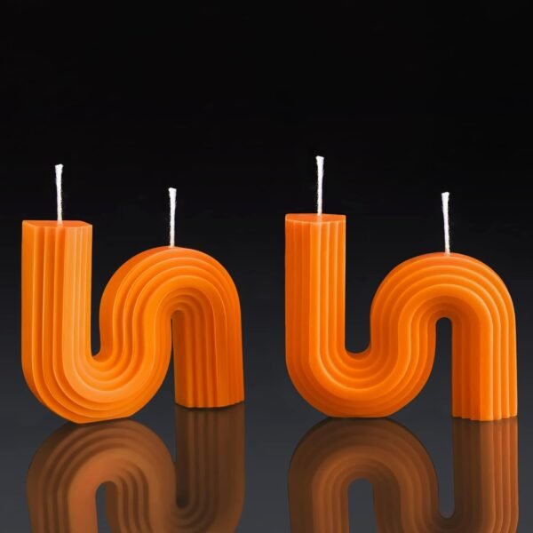 2 Pcs Aesthetic Candles Twist Shaped Aesthetic Candles Cool S Shape Minimalist Geometric Shaped Soy Wax Scented Art Decorative Handmade for Wedding Birthday Gift(Orange)