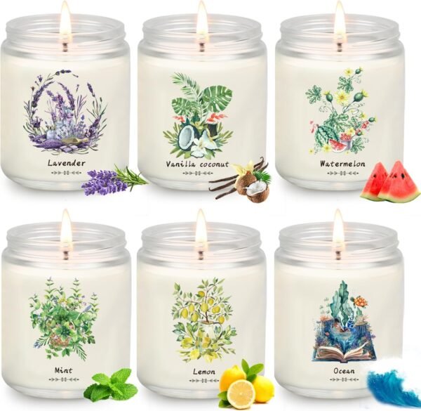 6 Pack Candles for Home Scented, Aromatherapy Candles Gifts Set for Women, 37.8 oz 300H Long Lasting Natural Soy Candles for Women Birthday, Stocking Stuffers, Mother's Day, Anniversary, Christmas