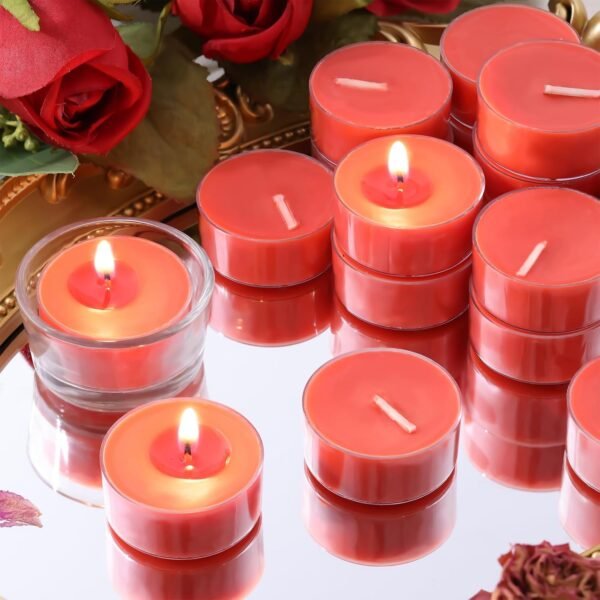 12 Pack Fresh Rose Scented Tea Lights Candles, 4 Hours Natural Palm Tea Candles Bulk for Home Scented, Small Tealight Votives with Essential Oils for Home, Wedding, Baby Shower Favors & Gifts