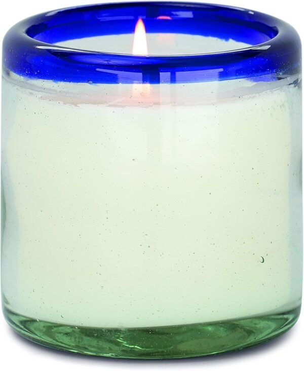 Scented Candles Coastal  Collection Artisan Candle in Hand-Blown Glass, 9 Ounces, Salted Blue Agave