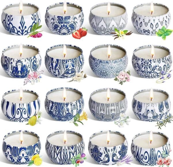 Scented Candles Gifts Set 16 Pack Soy Wax Travel Tin Jar Candles for Home 2.5 OZ Scented Candles for Mom for Christmas, Birthday, Thanksgiving, Mother's Day