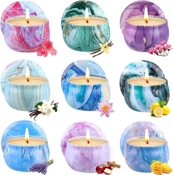Scented Candles Gift Set, 9 Pack Candles for Home Scented Long Lasting Natural Soy Wax Aromatherapy Candle Set Birthday Gifts for Women Small Jar Candles Pack for Mother's Day Christmas Valentines Day